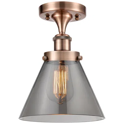 Innovations Lighting Ballston Urban Cone  8" Led Semi-flush Mount - Copper - Plated Smoke
