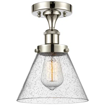 Innovations Lighting Ballston Urban Cone  8" Led Semi-flush Mount - Polished Nickel - Seedy