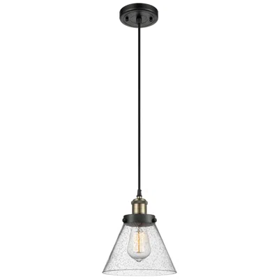 Innovations Lighting Ballston Urban Cone 8" Mini Pendant - Black Antique Brass - Seedy Shad