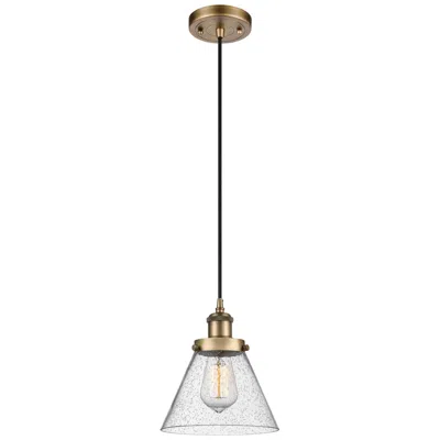Innovations Lighting Ballston Urban Cone 8" Mini Pendant - Brushed Brass - Seedy Shade