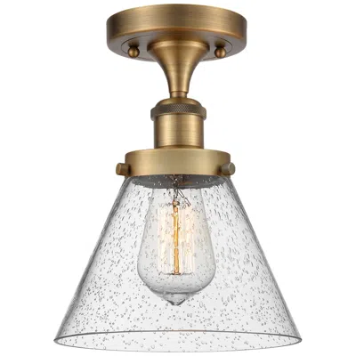 Innovations Lighting Ballston Urban Cone  8" Semi-flush Mount - Brushed Brass - Seedy Shade