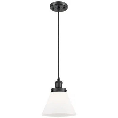 Innovations Lighting Ballston Urban Cone 8"w Matte Black Corded Mini Pendant W/ White Shade