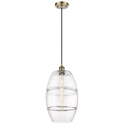 Innovations Lighting Ballston Vaz 10" Wide Antique Brass Cord Hung Mini Pendant With Clear