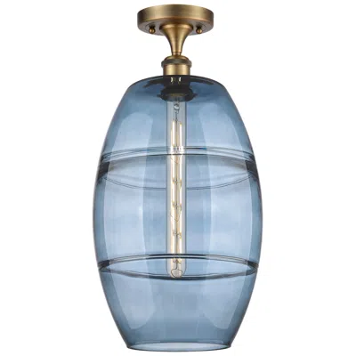Innovations Lighting Ballston Vaz 10" Wide Brushed Brass Semi-flush Mount W/ Princess Blue