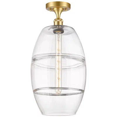 Innovations Lighting Ballston Vaz 10" Wide Satin Gold Semi-flush Mount With Clear Shade