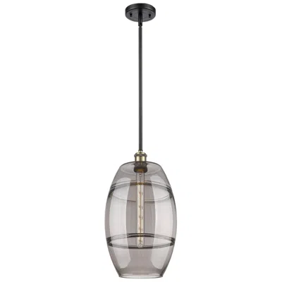 Innovations Lighting Ballston Vaz 10"w Black Brass Stemmed Mini Pendant W/ Light Smoke Shad