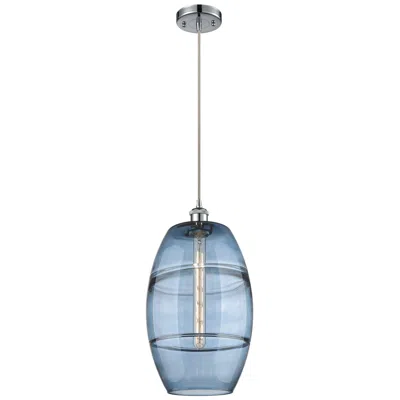 Innovations Lighting Ballston Vaz 10"w Chrome Corded Mini Pendant W/ Princess Blue Shade