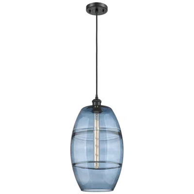 Innovations Lighting Ballston Vaz 10"w Matte Black Corded Mini Pendant W/ Princess Blue Sha