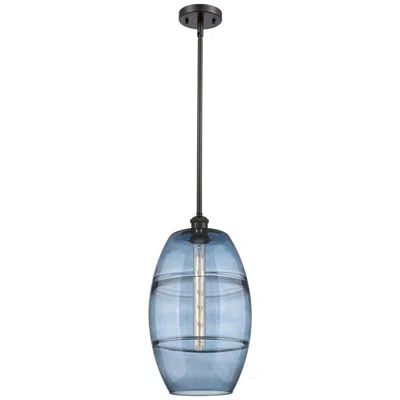 Innovations Lighting Ballston Vaz 10"w Oiled Bronze Stemmed Mini Pendant W/ Princess Blue S