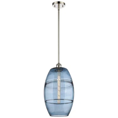 Innovations Lighting Ballston Vaz 10"w Polished Nickel Stemmed Mini Pendant W/ Blue Shade