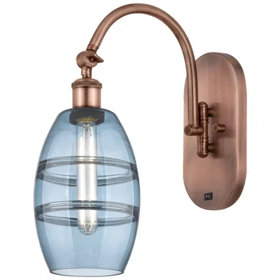 Innovations Lighting Ballston Vaz 11.63"h Copper Horizontally Adjustable Sconce W/ Blue Sha