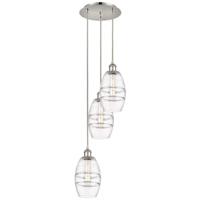 Innovations Lighting Ballston Vaz 12.38"w 3-light Polished Nickel Corded Pendant W/ Clear S