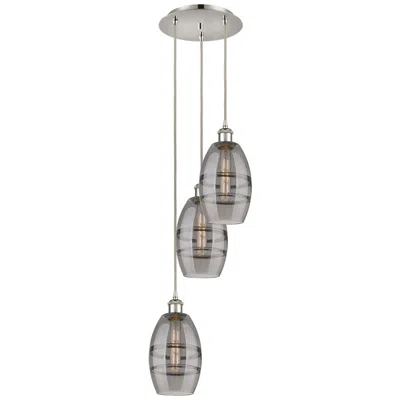 Innovations Lighting Ballston Vaz 12.38"w 3-light Polished Nickel Corded Pendant W/ Smoke S