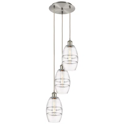 Innovations Lighting Ballston Vaz 12.38"w 3-light Satin Nickel Corded Pendant W/ Clear Shad
