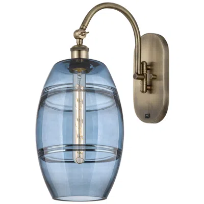 Innovations Lighting Ballston Vaz 13.38"h Antique Brass Swivel Sconce W/ Blue Shade