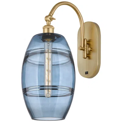 Innovations Lighting Ballston Vaz 13.38"h Gold Horizontally Adjustable Sconce W/ Blue Shade