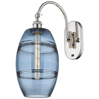 Innovations Lighting Ballston Vaz 13.38"h Polished Nickel Adjustable Sconce W/ Blue Shade