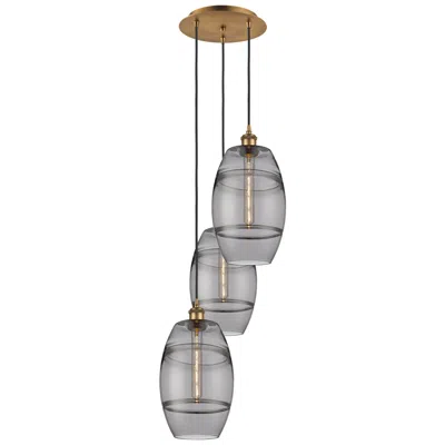 Innovations Lighting Ballston Vaz 14.5"w 3-light Brushed Brass Corded Pendant W/ Smoke Shad