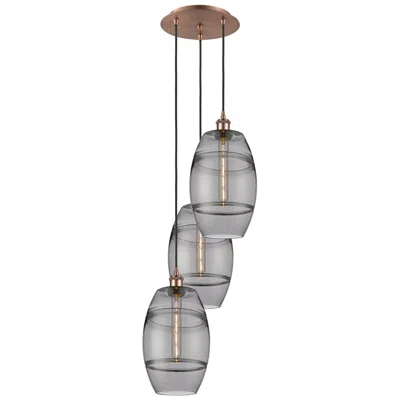 Innovations Lighting Ballston Vaz 14.5"w 3-light Copper Corded Pendant W/ Light Smoke Shade