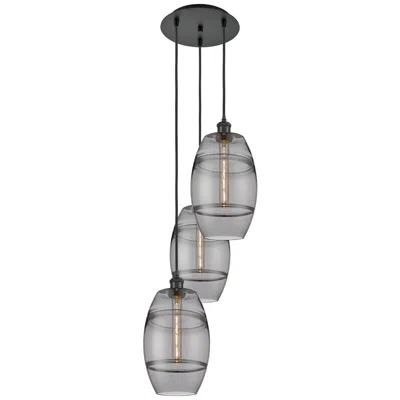 Innovations Lighting Ballston Vaz 14.5"w 3-light Matte Black Corded Pendant W/ Light Smoke