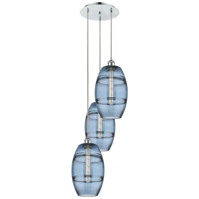 Innovations Lighting Ballston Vaz 14.5"w 3-light Polished Chrome Corded Pendant W/ Blue Sha