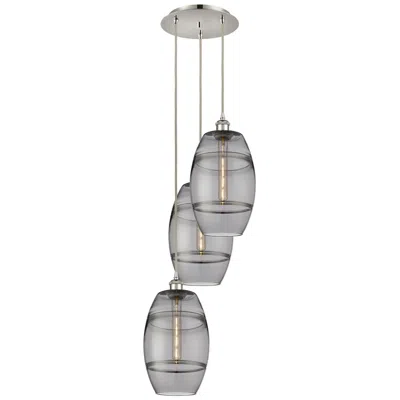 Innovations Lighting Ballston Vaz 14.5"w 3-light Polished Nickel Corded Pendant W/ Smoke Sh