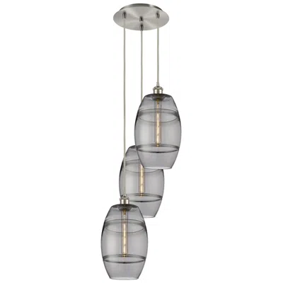Innovations Lighting Ballston Vaz 14.5"w 3-light Satin Nickel Corded Pendant W/ Smoke Shade