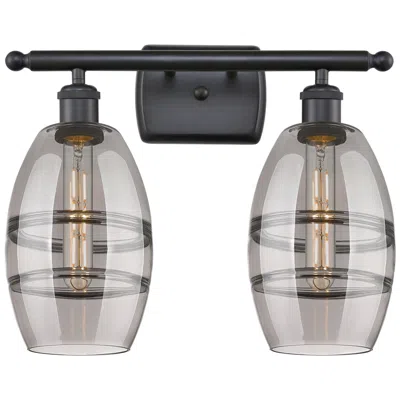 Innovations Lighting Ballston Vaz 15.88"w 2 Light Matte Black Bath Light W/ Light Smoke Sha