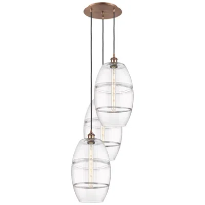 Innovations Lighting Ballston Vaz 16.5"w 3-light Antique Copper Corded Pendant W/ Clear Sha