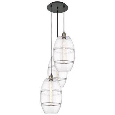 Innovations Lighting Ballston Vaz 16.5"w 3-light Black Brass Corded Multi Pendant W/ Clear