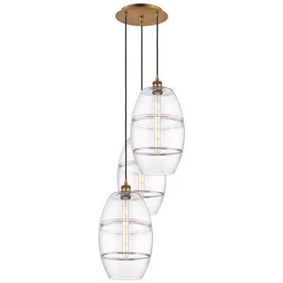 Innovations Lighting Ballston Vaz 16.5"w 3-light Brushed Brass Corded Pendant W/ Clear Shad
