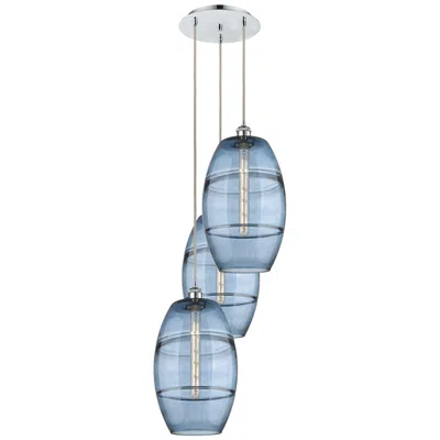 Innovations Lighting Ballston Vaz 16.5"w 3-light Polished Chrome Corded Pendant W/ Blue Sha
