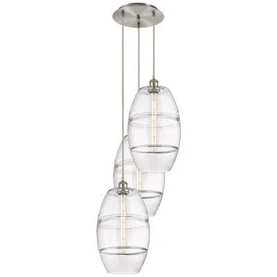Innovations Lighting Ballston Vaz 16.5"w 3-light Satin Nickel Corded Pendant W/ Clear Shade