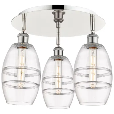 Innovations Lighting Ballston Vaz 17.63" Wide 3-light Polished Nickel Flush Mount W/ Clear