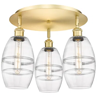 Innovations Lighting Ballston Vaz 17.63" Wide 3-light Satin Gold Flush Mount With Clear Sha