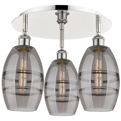 Innovations Lighting Ballston Vaz 17.63"w 3-light Polished Nickel Flush Mount W/ Smoke Shad