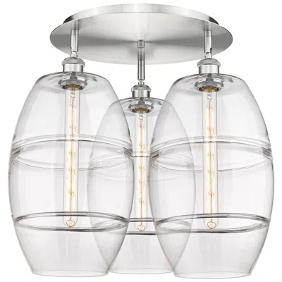 Innovations Lighting Ballston Vaz 21.75" Wide 3-light Satin Nickel Flush Mount With Clear S