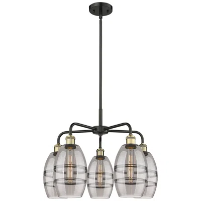 Innovations Lighting Ballston Vaz 23.88"w 5-light Black Brass Stem Chandelier W/ Smoke Shad