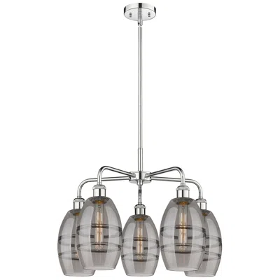 Innovations Lighting Ballston Vaz 23.88"w 5-light Chrome Stem Chandelier W/ Smoke Shade