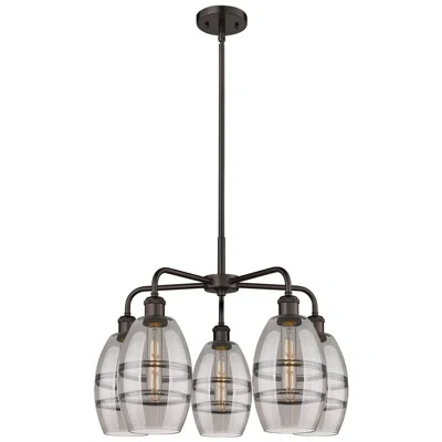 Innovations Lighting Ballston Vaz 23.88"w 5-light Oiled Bronze Stem Chandelier W/ Smoke Sha In Black