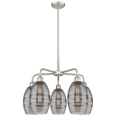 Innovations Lighting Ballston Vaz 23.88"w 5-light Satin Nickel Stem Chandelier W/ Smoke Sha