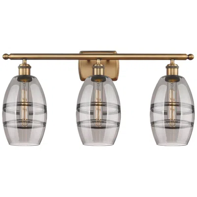 Innovations Lighting Ballston Vaz 25.88"w 3 Light Brushed Brass Bath Light W/ 6" Smoke