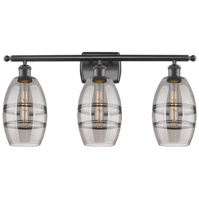 Innovations Lighting Ballston Vaz 25.88"w 3 Light Oiled Bronze Bath Light W/ 6" Smoke
