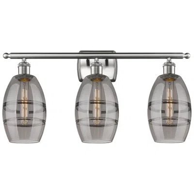 Innovations Lighting Ballston Vaz 25.88"w 3 Light Satin Nickel Bath Light W/ 6" Smoke