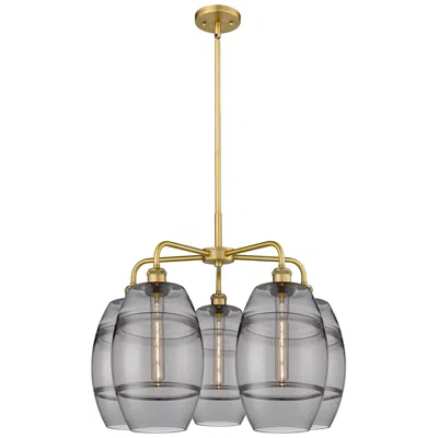 Innovations Lighting Ballston Vaz 26"w 5-light Brushed Brass Stem Chandelier W/ Smoke Shade