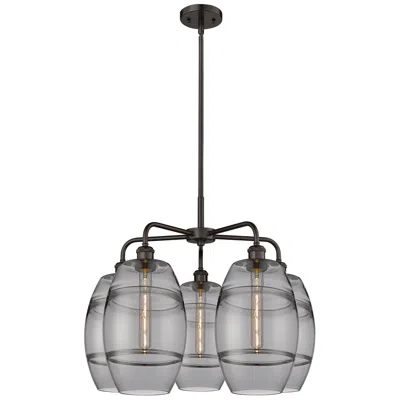 Innovations Lighting Ballston Vaz 26"w 5-light Oiled Bronze Stem Chandelier W/ Smoke Shade