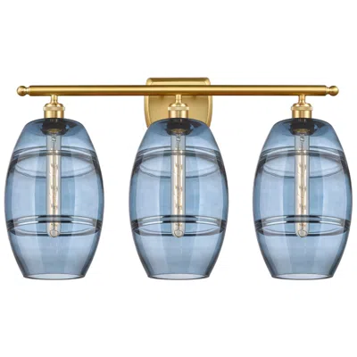 Innovations Lighting Ballston Vaz 28"w 3 Light Satin Gold Bath Light W/ 8" Princess Bl