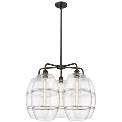 Innovations Lighting Ballston Vaz 28"w 5-light Oiled Bronze Stem Chandelier W/ Clear Shade