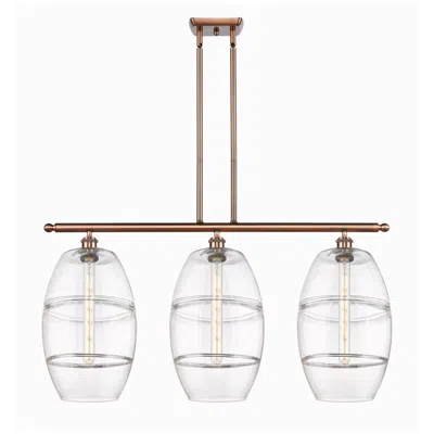 Innovations Lighting Ballston Vaz 36.5"w 3-light Copper Stem Island Light W/ Clear Shade