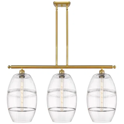 Innovations Lighting Ballston Vaz 36.5"w 3-light Gold Stem Island Light W/ Clear Shade